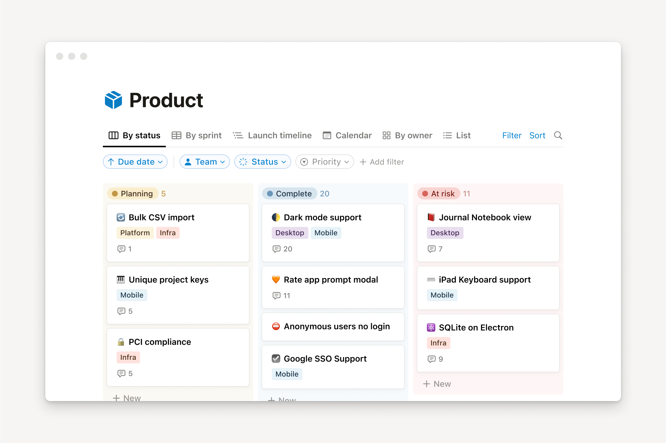 Notionのカンバンビュー